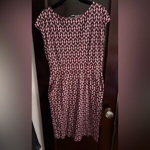 Boden Pink and Black Geometric Long Sleeve Dress